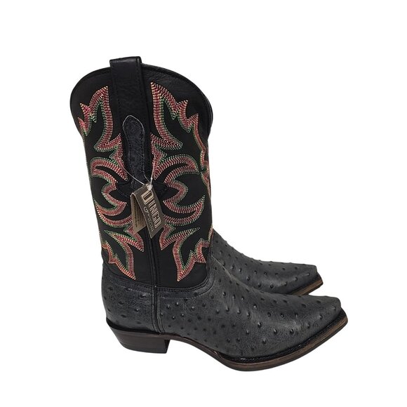 Dingo Men's DI 115 Outlaw Embroidered Ostrich Print Western Boot Black 9D - Picture 2 of 6